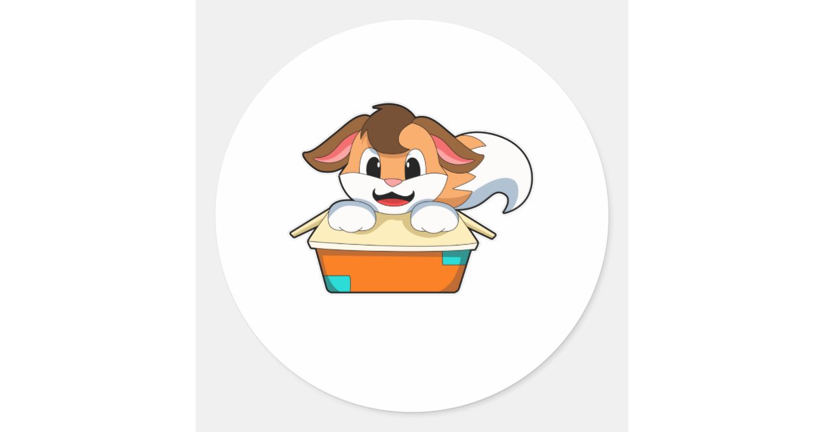 Fox with Box Classic Round Sticker | Zazzle