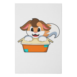 Fox with Box Faux Canvas Print