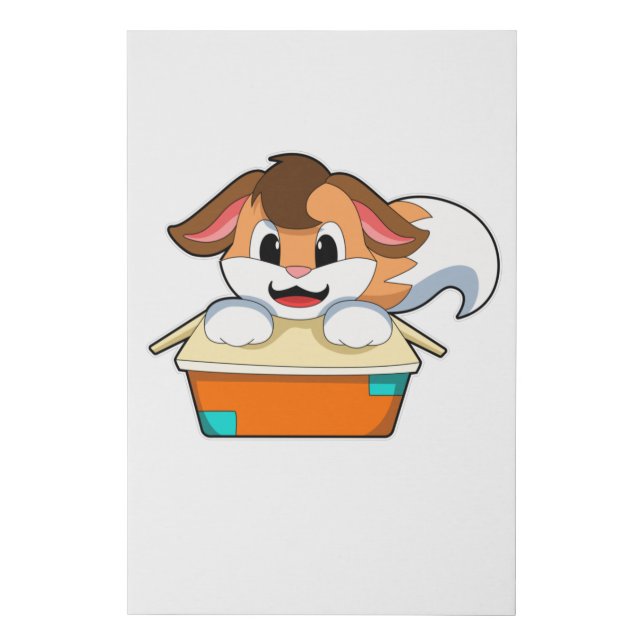 Fox with Box Faux Canvas Print (Front)