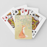 Fox With Butterflies And Pink Flowers Playing Cards at Zazzle