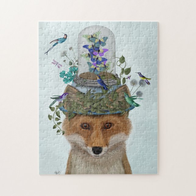 Fox with Butterfly Bell Jar Jigsaw Puzzle (Vertical)