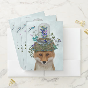 Fox with Butterfly Bell Jar Pocket Folder