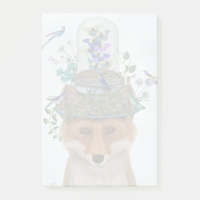 Fox with Butterfly Bell Jar Post-it Notes (Front)