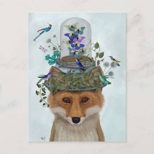 Fox with Butterfly Bell Jar Postcard