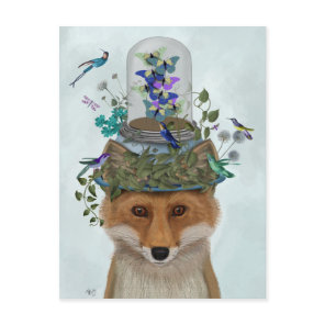 Fox with Butterfly Bell Jar Postcard
