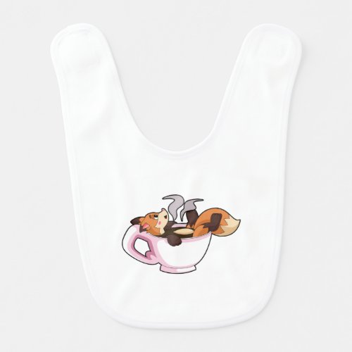 Fox with Coffee Cup Baby Bib