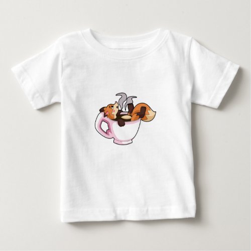 Fox with Coffee Cup Baby T_Shirt
