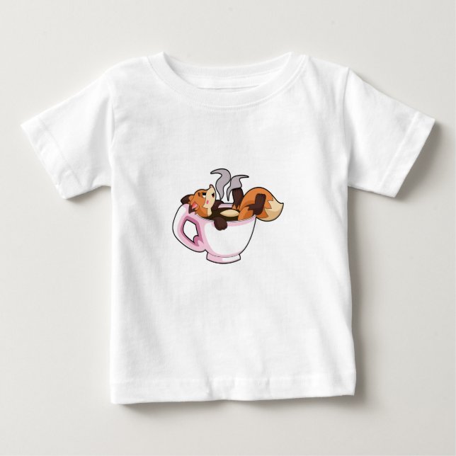 Fox with Coffee Cup Baby T-Shirt (Front)