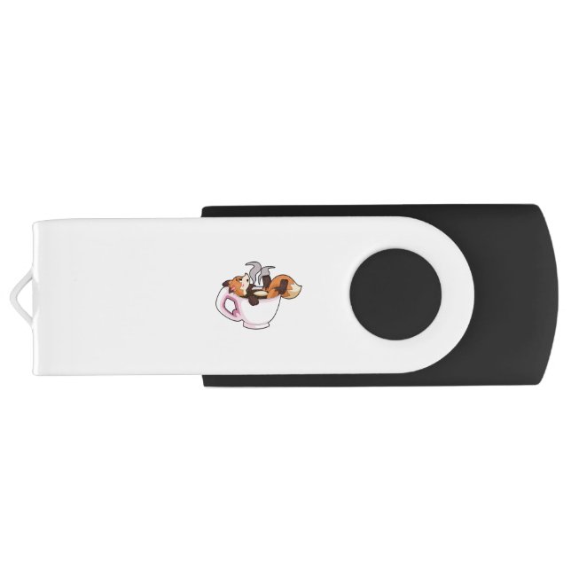 Fox with Coffee Cup Flash Drive (Back)