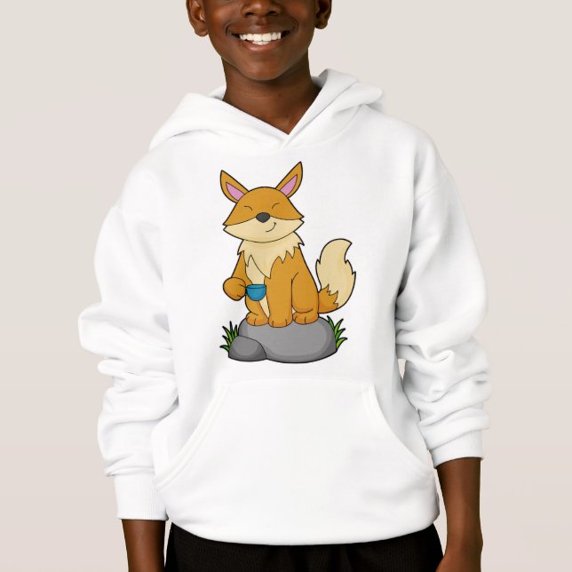 Fox with Coffee cup Hoodie (Front)
