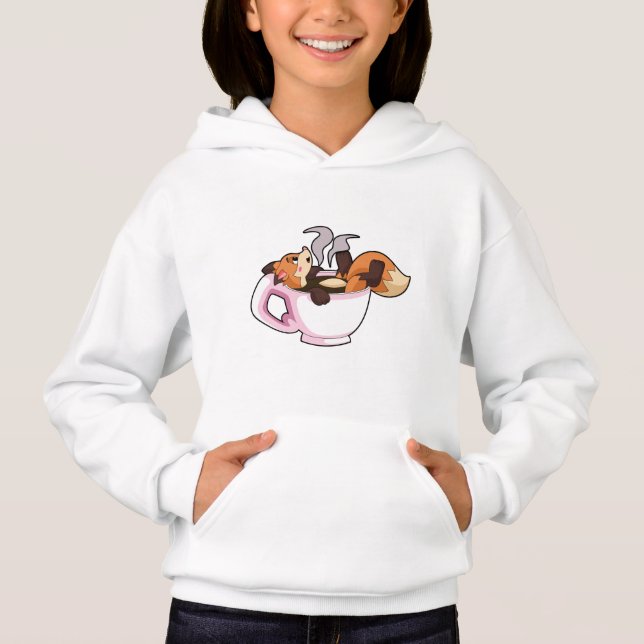 Fox with Coffee Cup Hoodie (Front)