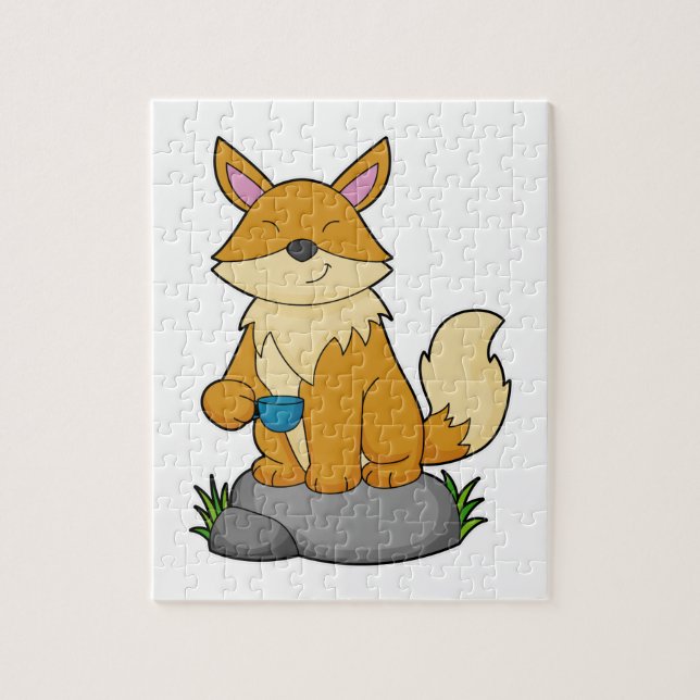 Fox with Coffee cup Jigsaw Puzzle (Vertical)