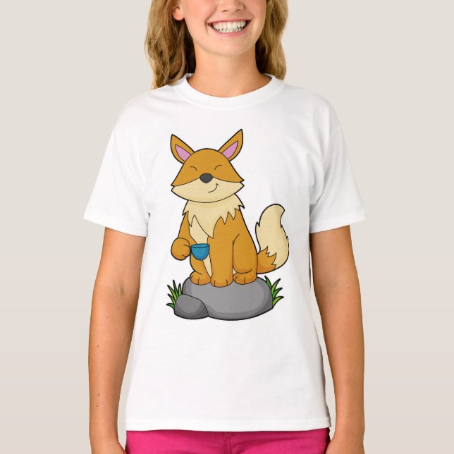 Fox with Coffee cup T-Shirt (Front)