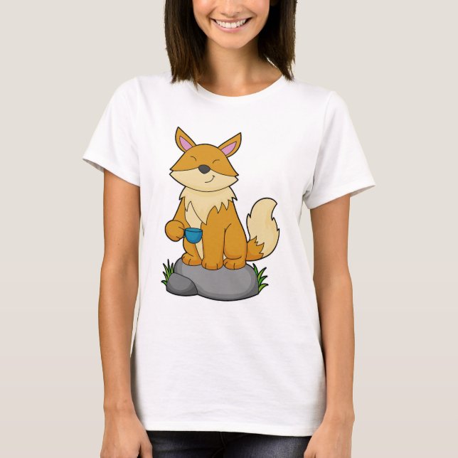 Fox with Coffee cup T-Shirt (Front)