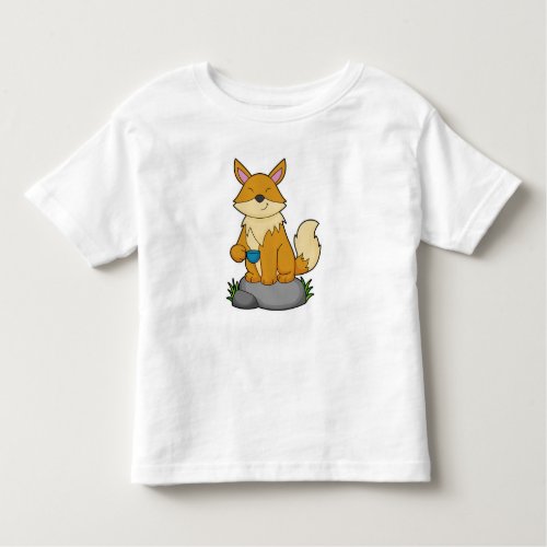 Fox with Coffee cup Toddler T_shirt