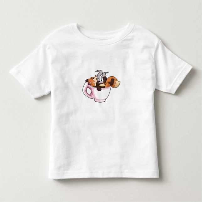 Fox with Coffee Cup Toddler T-shirt (Front)