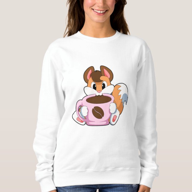 Fox with Cup of Coffee Sweatshirt (Front)