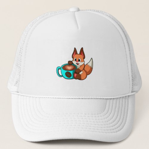 Fox with Cup of Coffee Trucker Hat