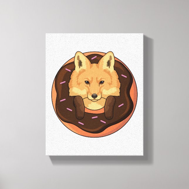 Fox with Donut Canvas Print (Front)