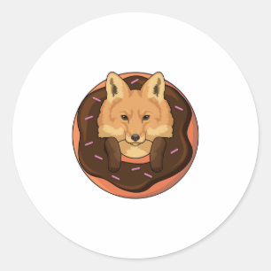 Fox with Donut Classic Round Sticker