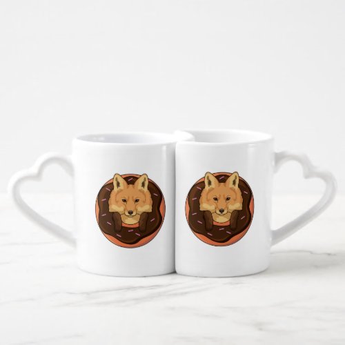 Fox with Donut Coffee Mug Set