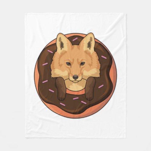 Fox with Donut Fleece Blanket