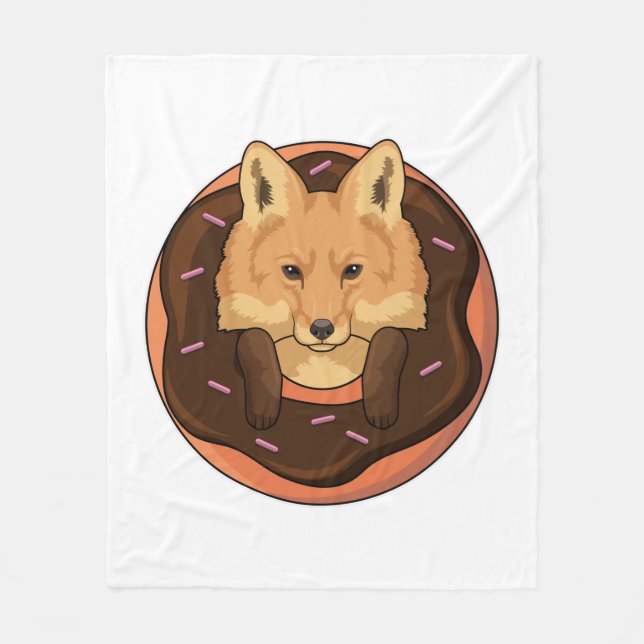 Fox with Donut Fleece Blanket (Front)