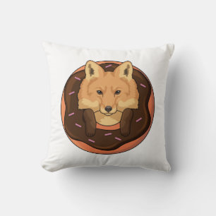 Fox with Donut Throw Pillow