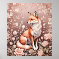 Fox With Dreamy Pink Floral