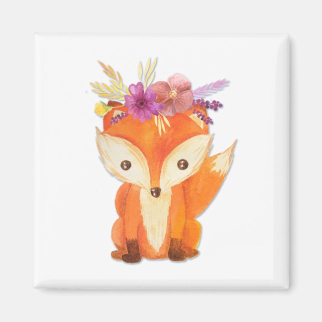 Fox with Flower Crown Magnet (Front)