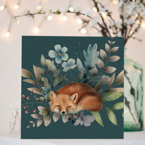 Fox With Flowers Cute Woodland Animal Art Painting Foam Board