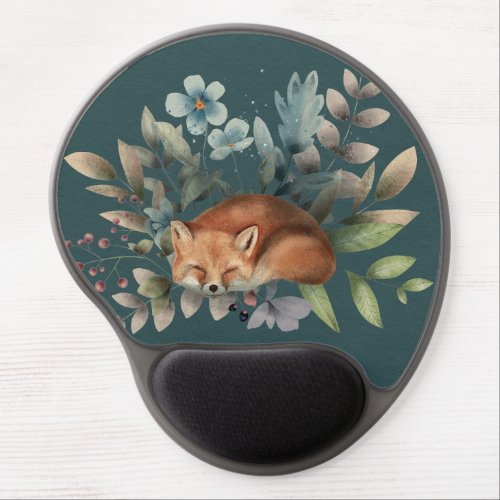 Fox With Flowers Cute Woodland Animal Art Painting Gel Mouse Pad