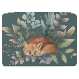 Fox With Flowers Cute Woodland Animal Art Painting iPad Air Cover