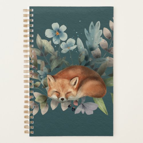 Fox With Flowers Cute Woodland Animal Art Painting Planner