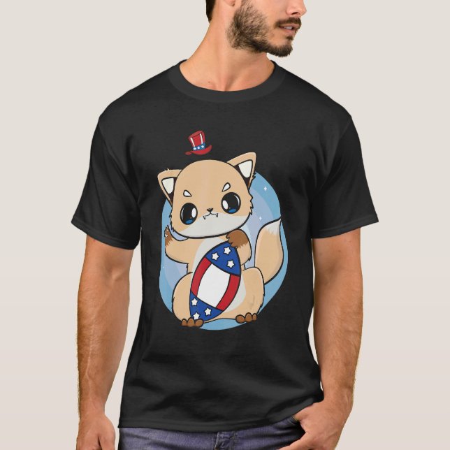 Fox With Football And Serving Pancakes Daily For L T-Shirt (Front)