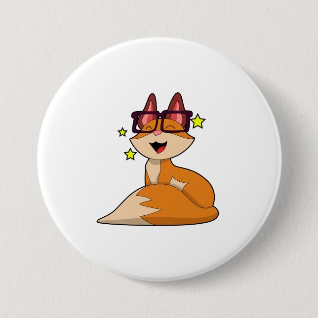 Fox with Glasses Button (Front)