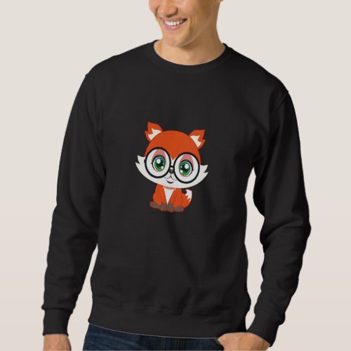 Fox With Glasses Cutie Pet Nerd Nerdy Man Woman Ki Sweatshirt