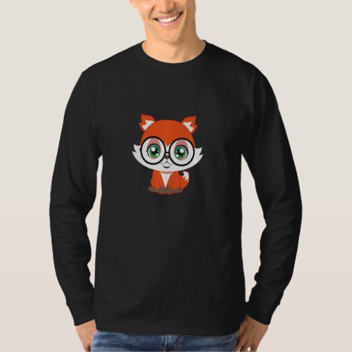 Fox With Glasses Cutie Pet Nerd Nerdy Man Woman Ki T_Shirt