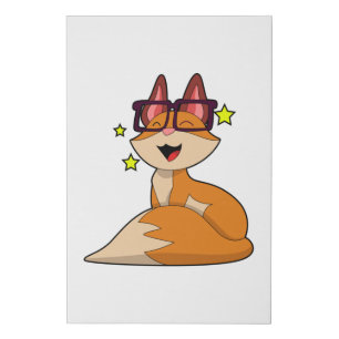 Fox with Glasses Faux Canvas Print