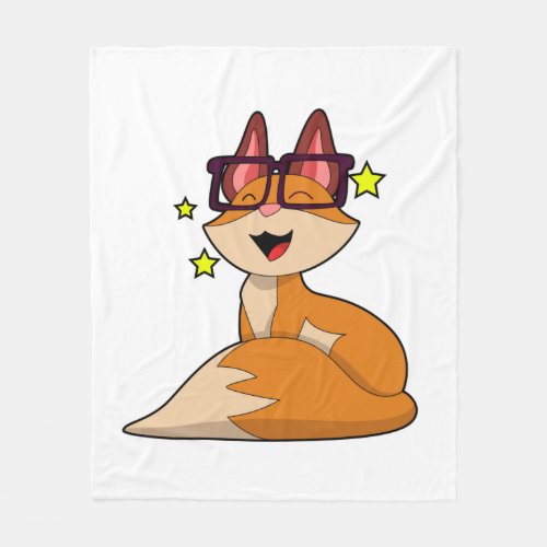 Fox with Glasses Fleece Blanket