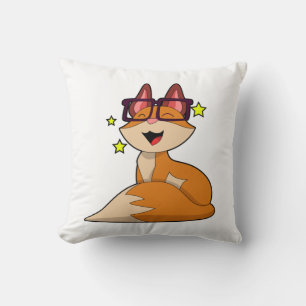 Fox with Glasses Throw Pillow