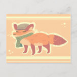 Fox with Hat and Scarf Postcard