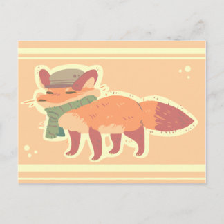 Fox with Hat and Scarf Postcard