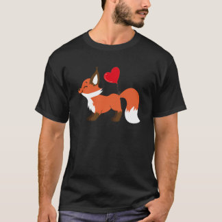 Fox With Heart Balloon Valentines Day Love Boys T-Shirt
