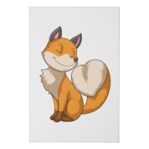 Fox with Heart Faux Canvas Print