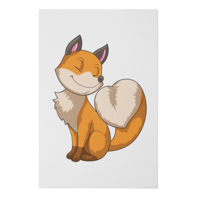 Fox with Heart Faux Canvas Print (Front)