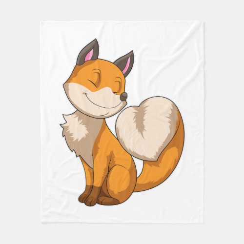 Fox with Heart Fleece Blanket