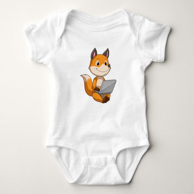 Fox with Laptop Baby Bodysuit (Front)