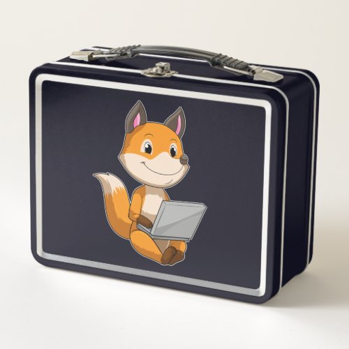 Fox with Laptop Metal Lunch Box