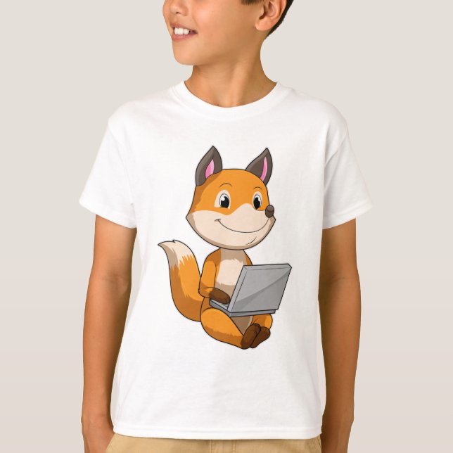 Fox with Laptop T-Shirt (Front)